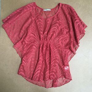 Maurices Lace Swim Cover Up/Poncho Size M Rust Orange Elastic Waist